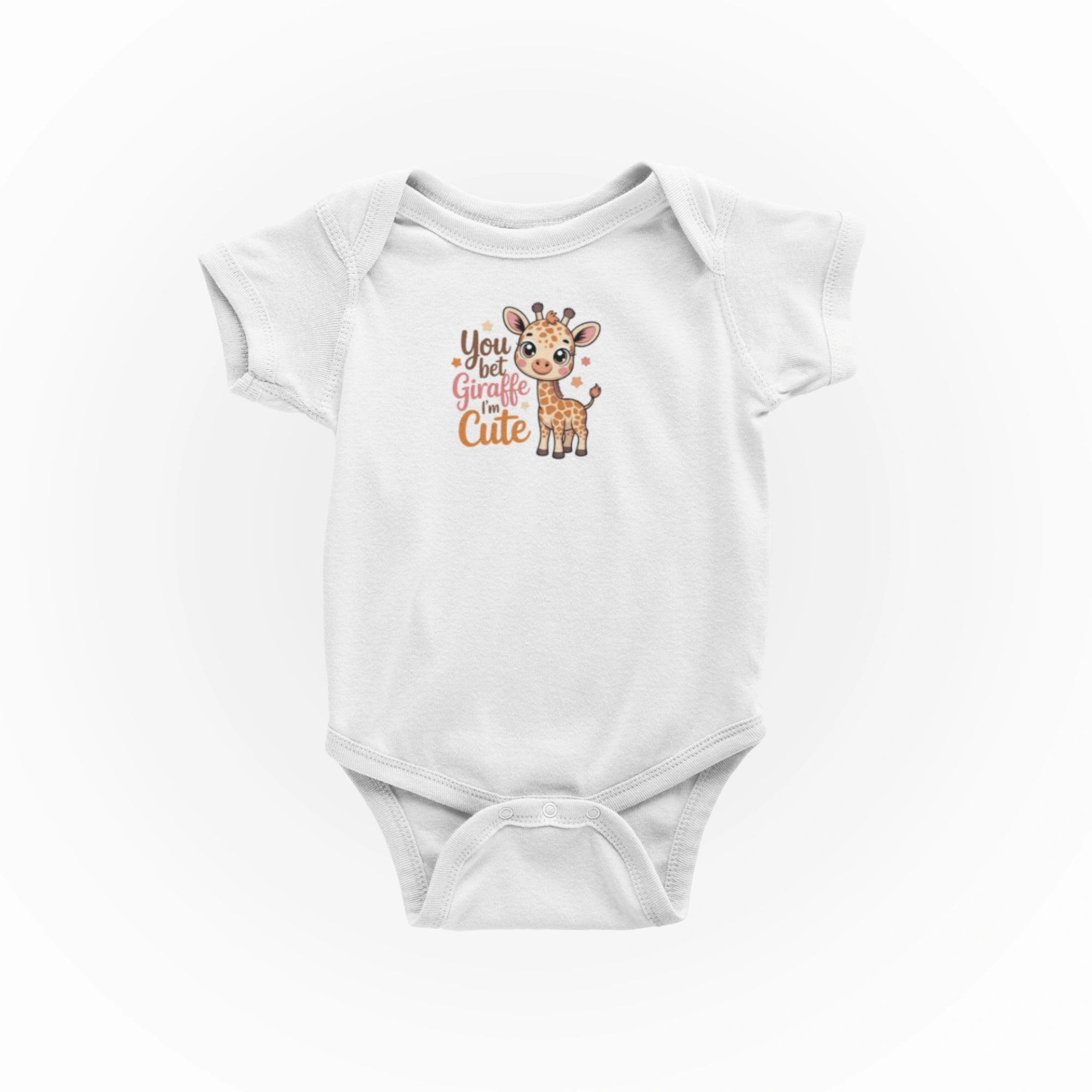 You Bet Giraffe I'm Cute Tasarımlı Bebek Zıbını - Çıtçıtlı Baskılı Tulum