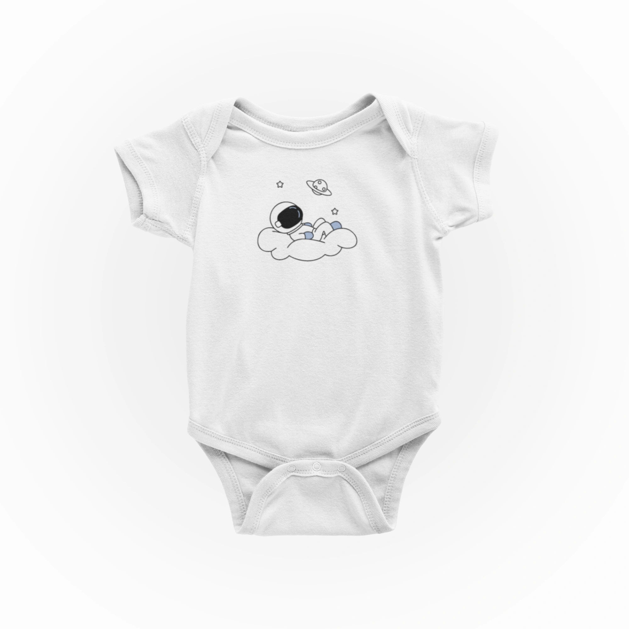 Astronot Tasarımlı Bebek Zıbını - Çıtçıtlı Baskılı Tulum