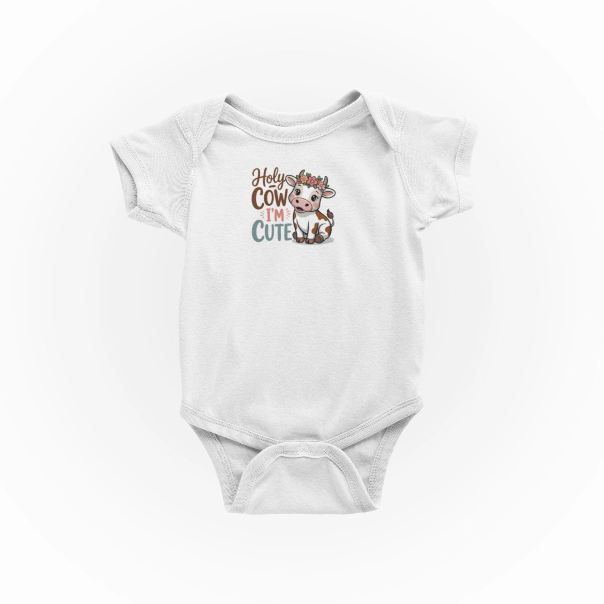 Holy Cow I'm Cute Tasarımlı Bebek Zıbını - Çıtçıtlı Baskılı Tulum