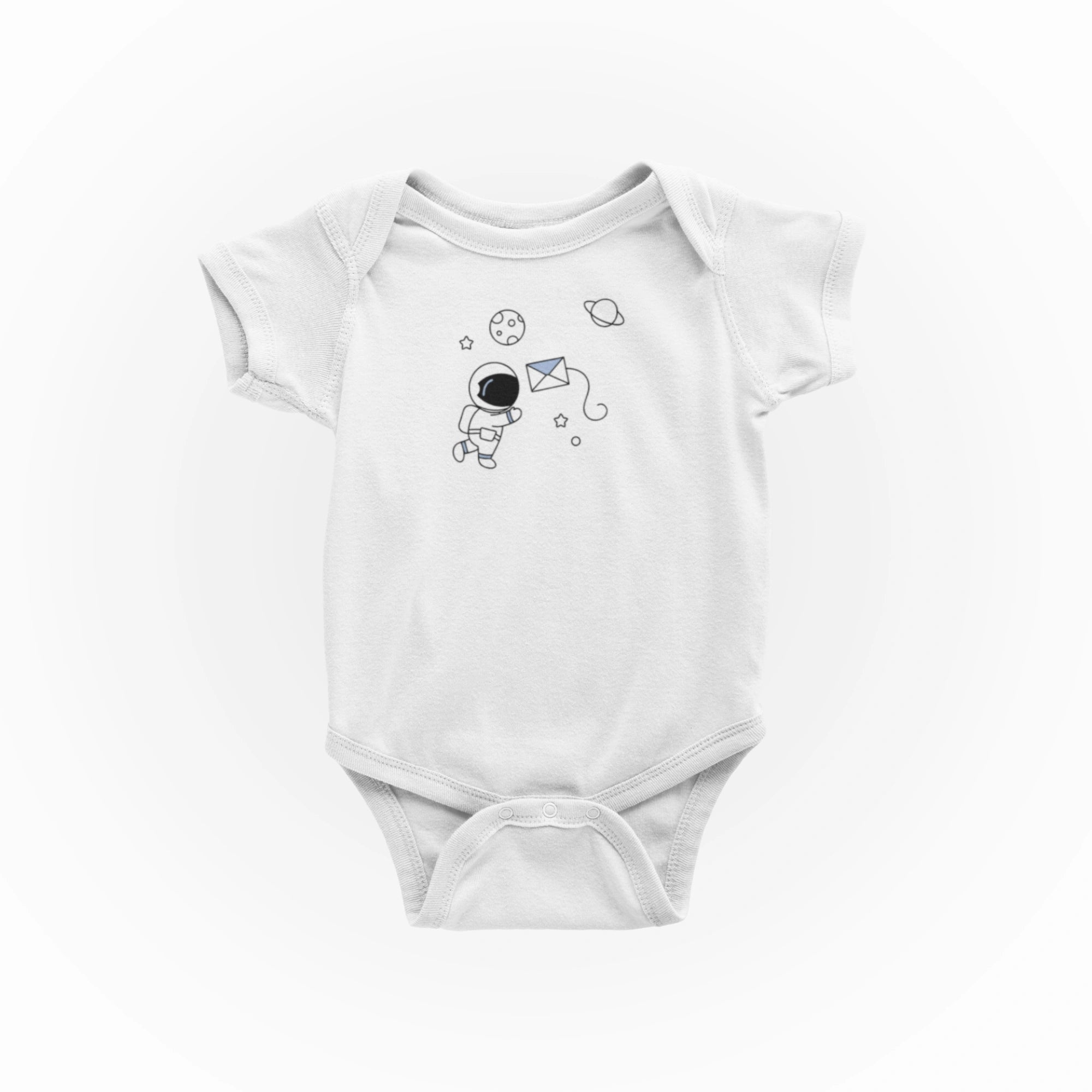 Astronot Tasarımlı Bebek Zıbını - Çıtçıtlı Baskılı Tulum