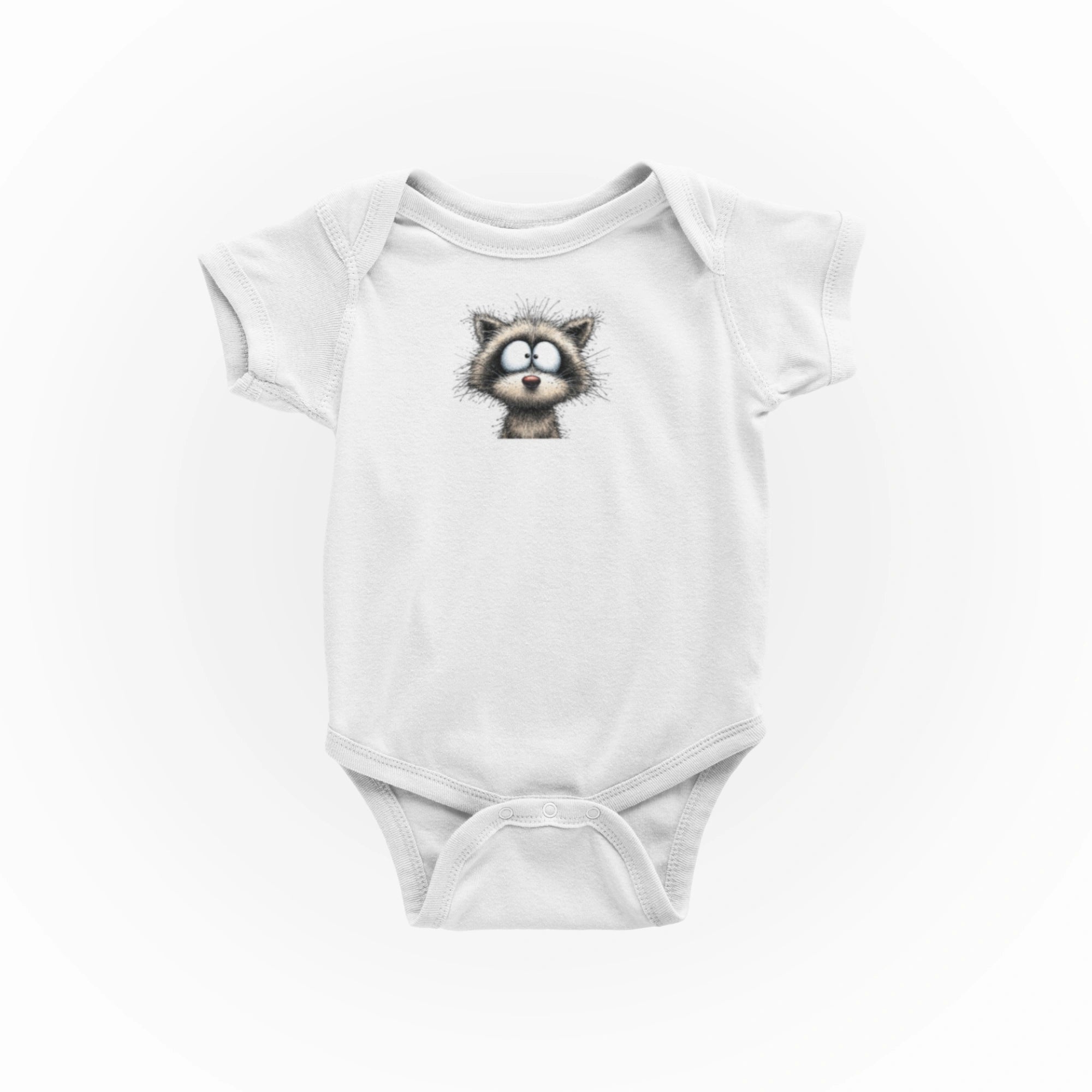 Hayvanlar Alemi Rakun Tasarımlı Bebek Zıbını - Çıtçıtlı Baskılı Tulum