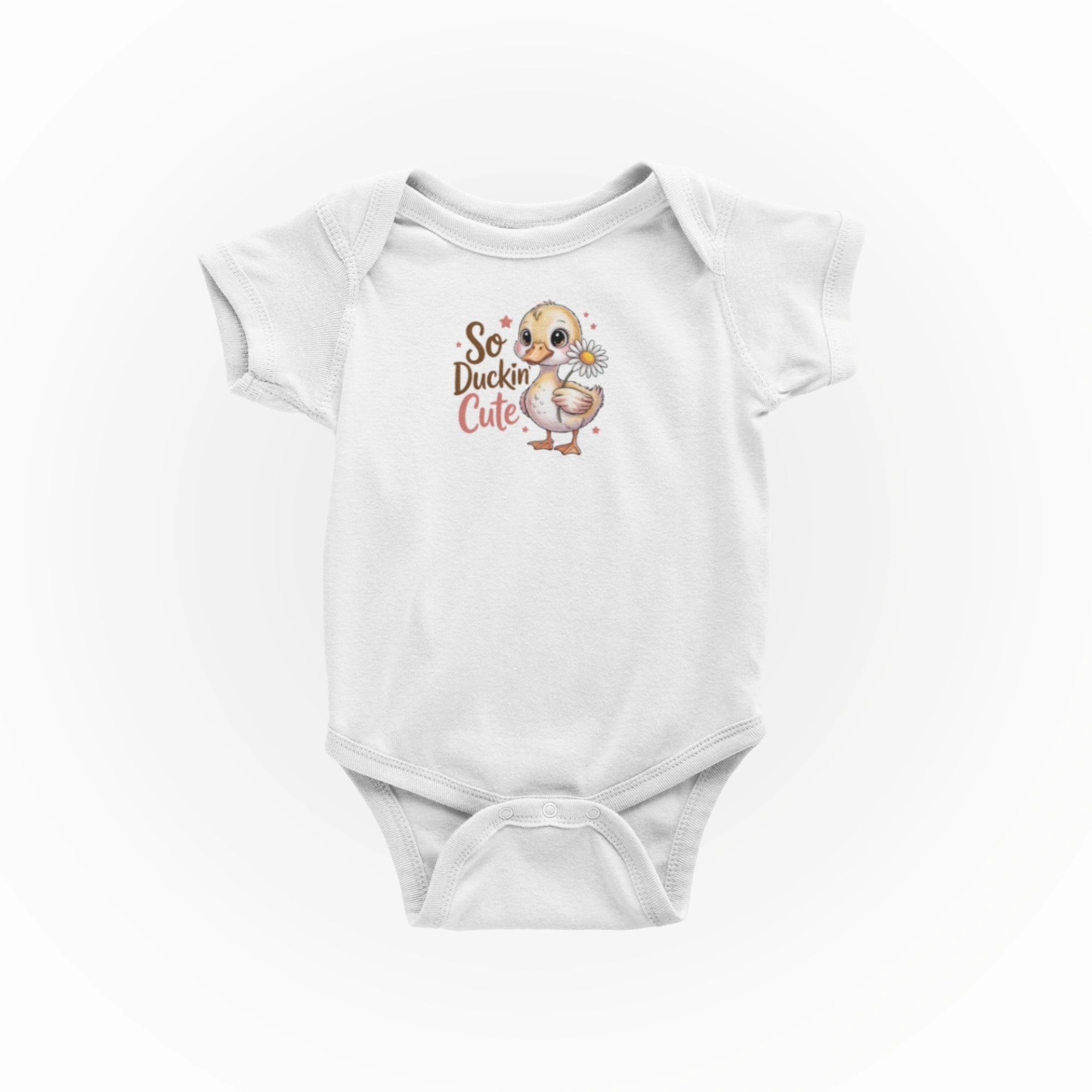 So Duckin' Cute Tasarımlı Bebek Zıbını - Çıtçıtlı Baskılı Tulum