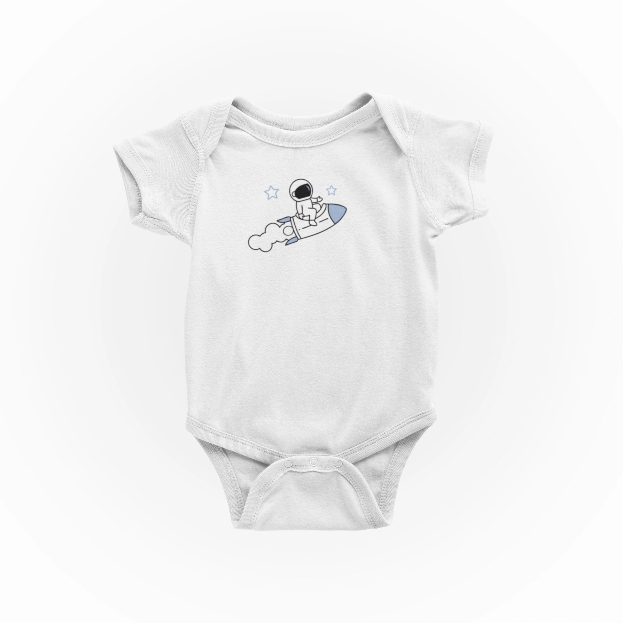 Astronot Tasarımlı Bebek Zıbını - Çıtçıtlı Baskılı Tulum