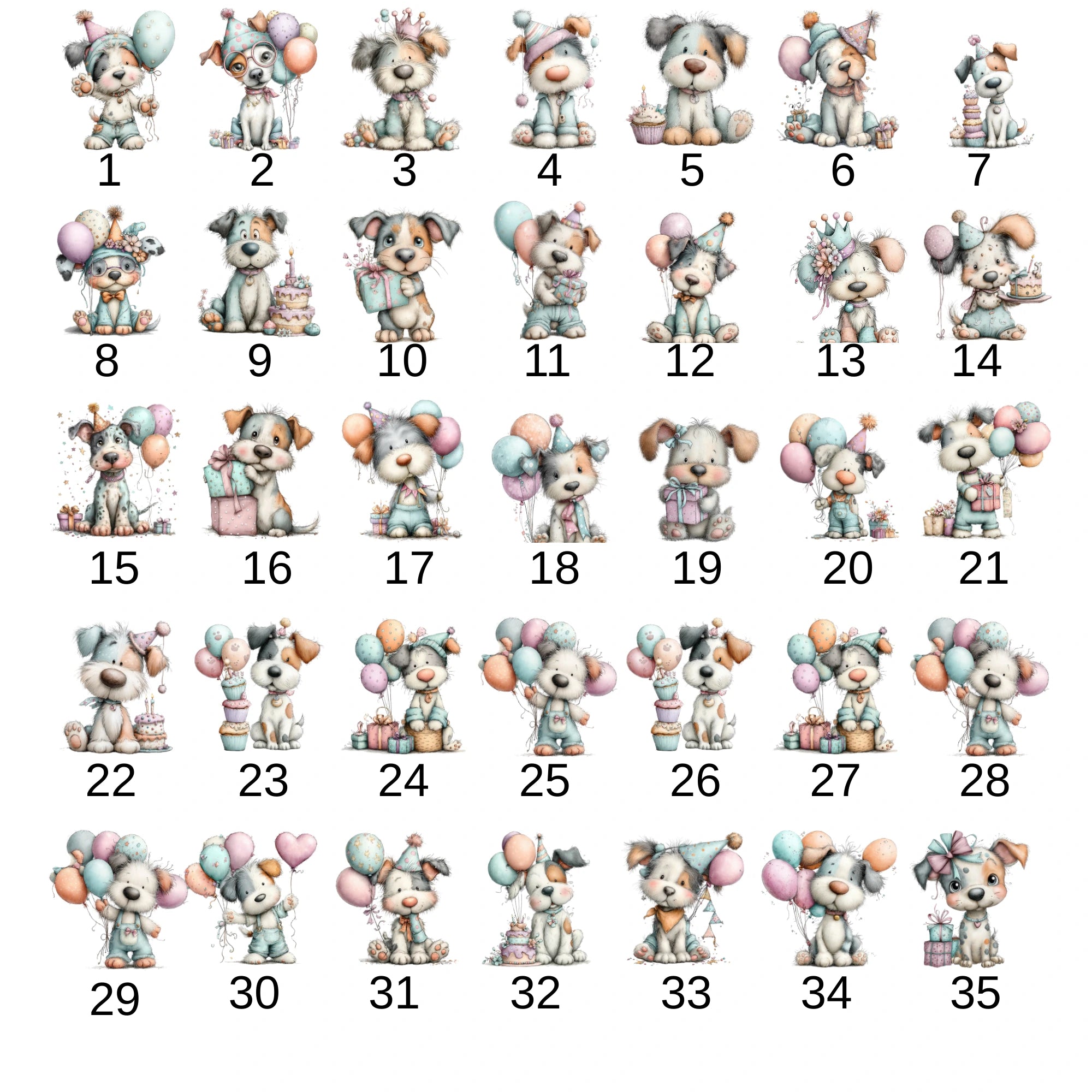 Doğum Günü Temalı Sevimli Köpekler, Bebek Zıbını, Baskılı Çıtçıtlı Tulum