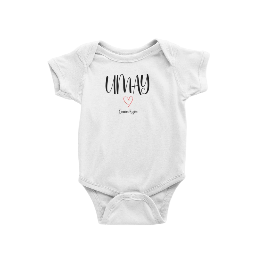 Kişisel İsim Tasarımlı Bebek Zıbını - Çıtçıtlı Baskılı Tulum