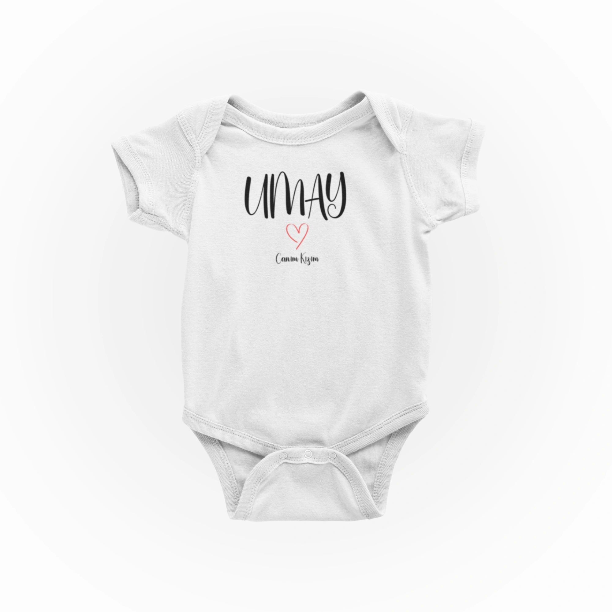 Kişisel İsim Tasarımlı Bebek Zıbını - Çıtçıtlı Baskılı Tulum