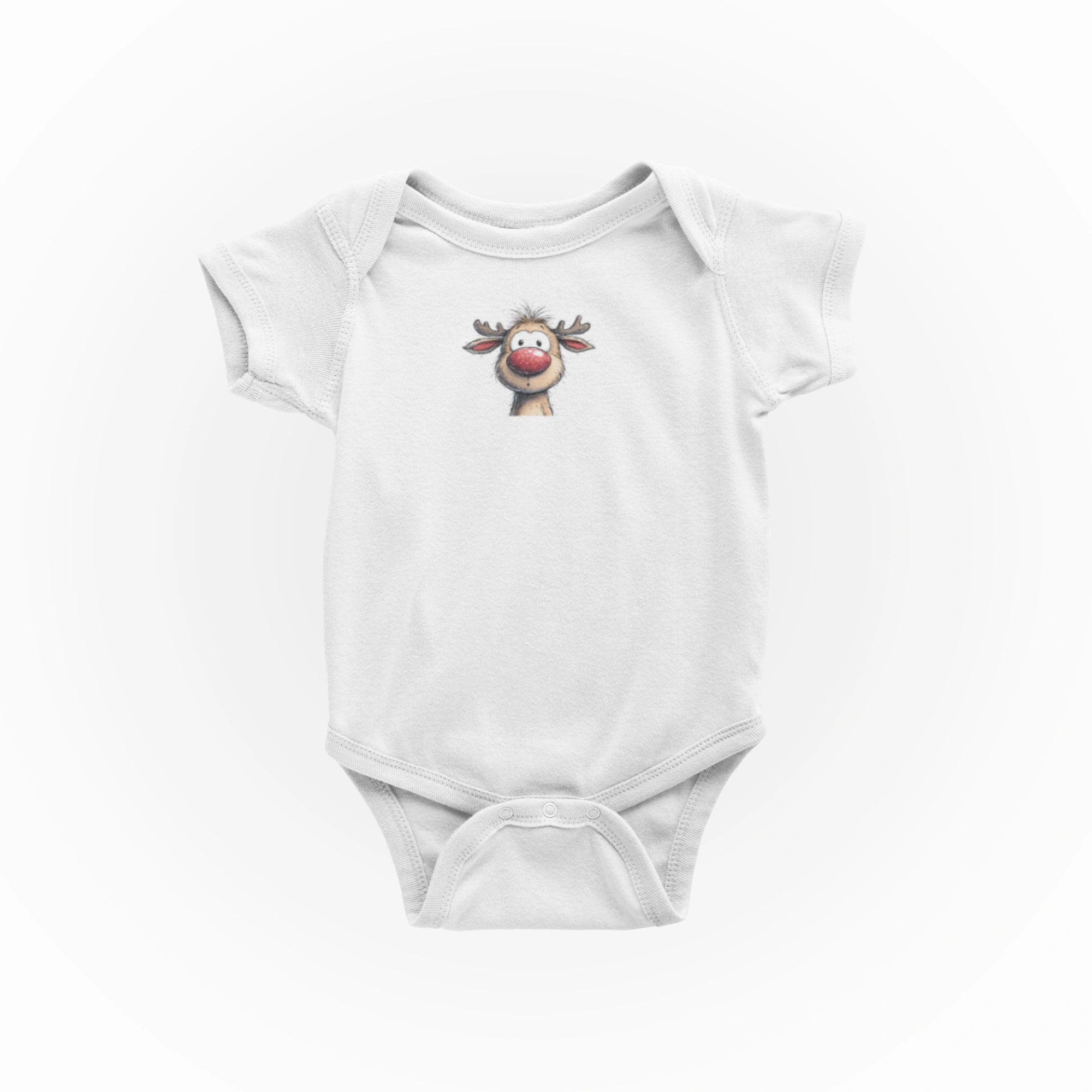 Hayvanlar Alemi Ren Geyiği Tasarımlı Bebek Zıbını - Çıtçıtlı Baskılı Tulum