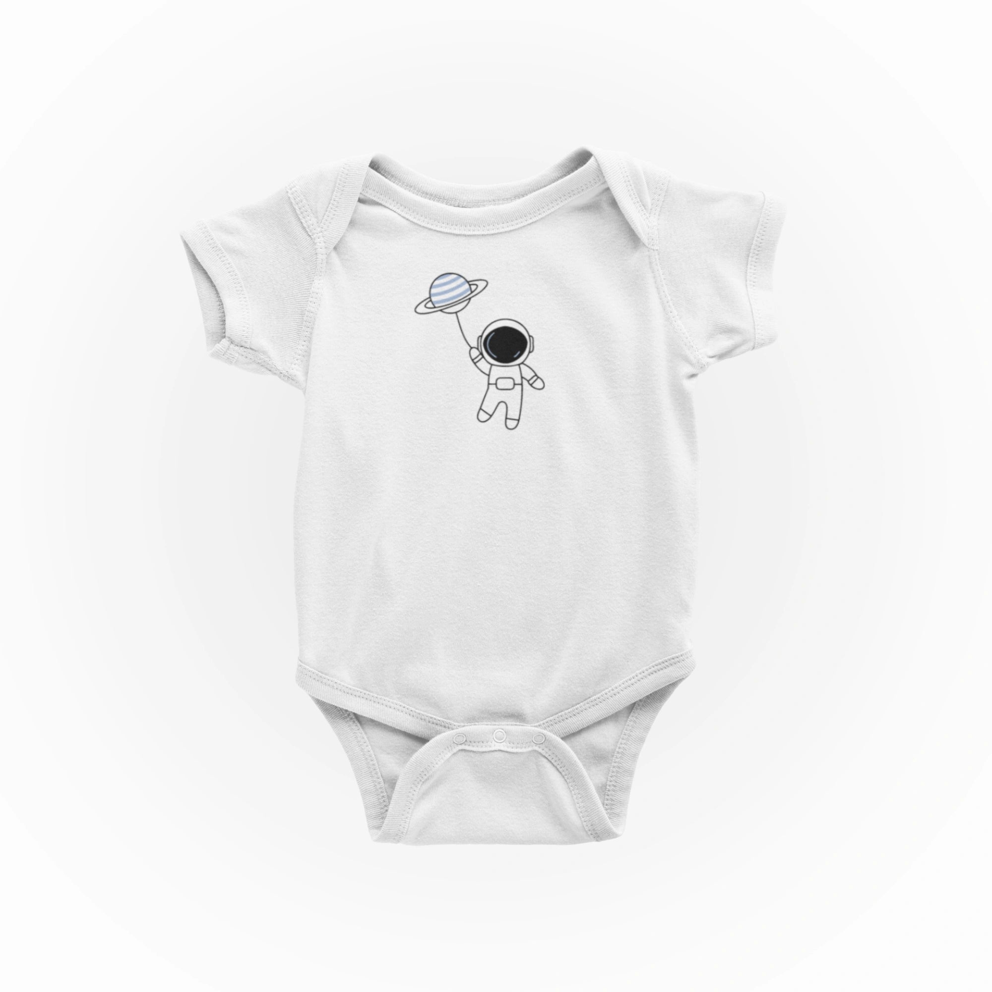 Astronot Tasarımlı Bebek Zıbını - Çıtçıtlı Baskılı Tulum