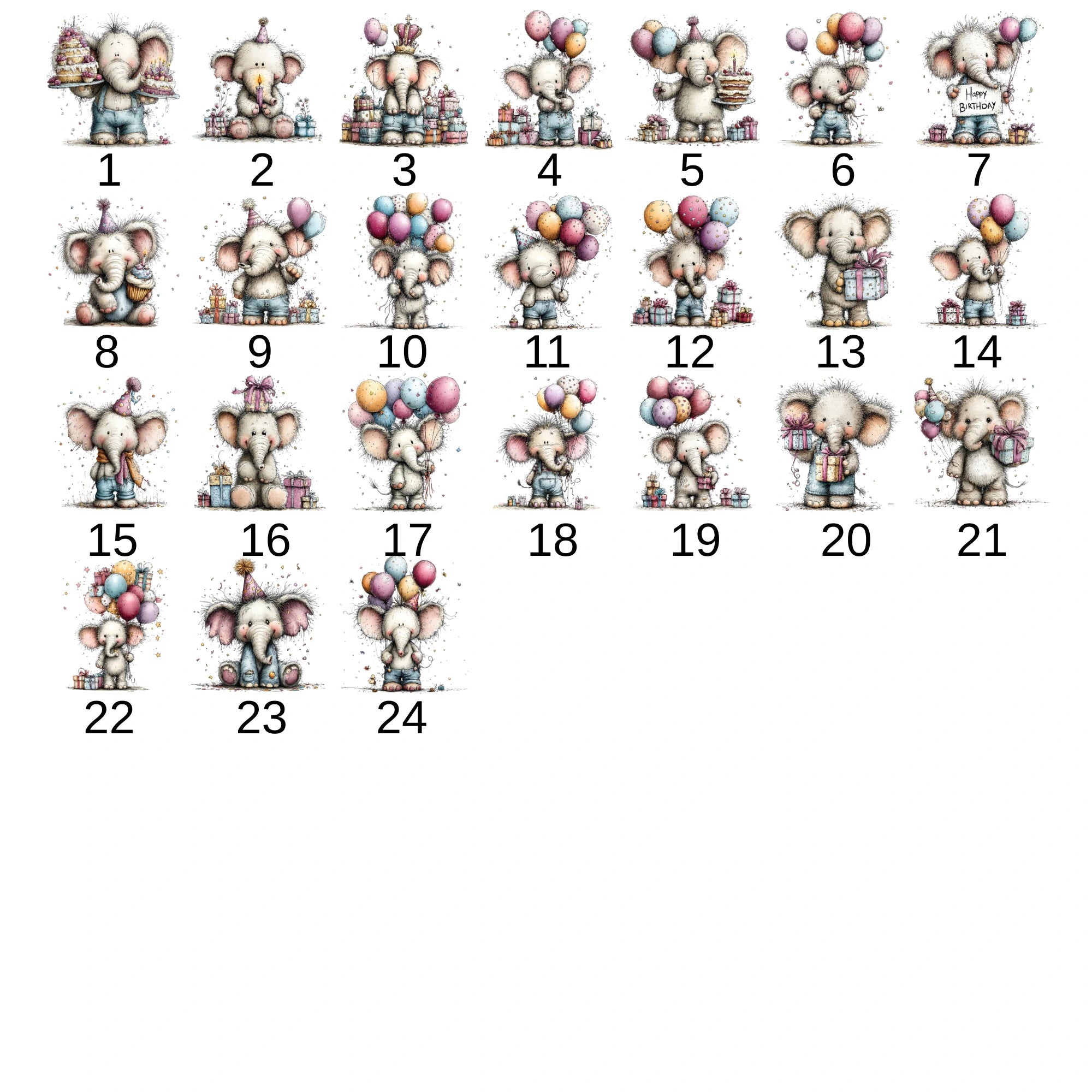 Doğum Günü Temalı Fil Bebek Zıbını, Baskılı Çıtçıtlı Tulum