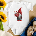 Sevgililer Günü Tasarımlı Mini Gnome Bebek Zıbını, Baskılı Çıtçıtlı Tulum