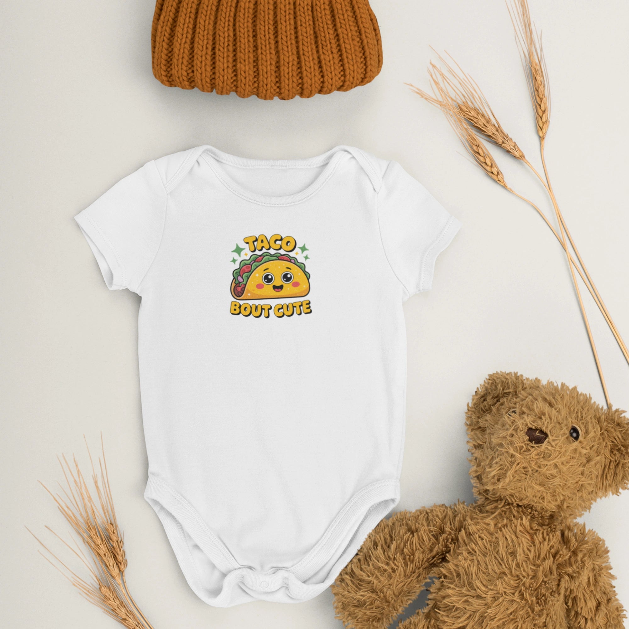 Taco Bout Cute Tasarımlı Bebek Zıbını - Çıtçıtlı Baskılı Tulum