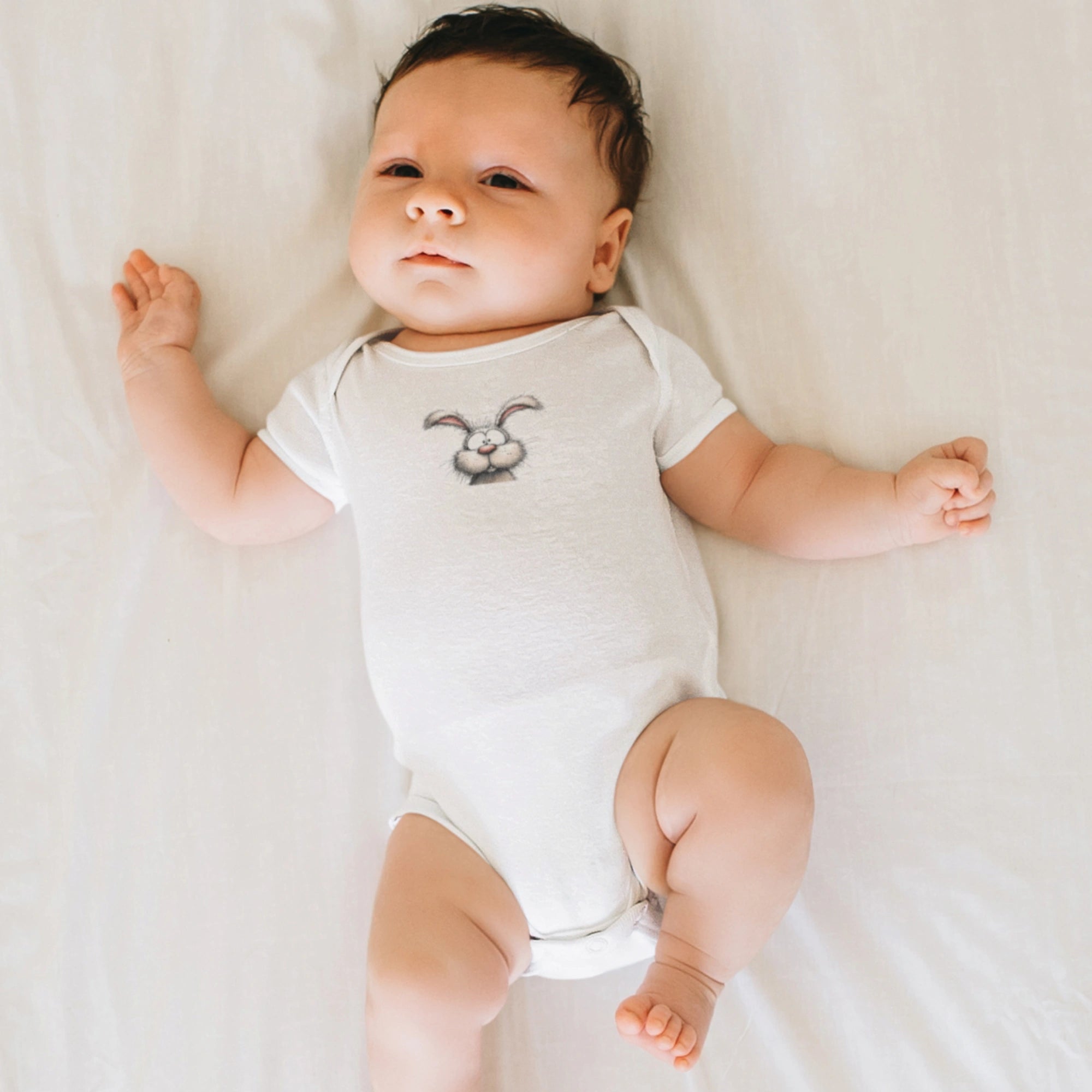 Hayvanlar Alemi Tavşan Tasarımlı Bebek Zıbını - Çıtçıtlı Baskılı Tulum