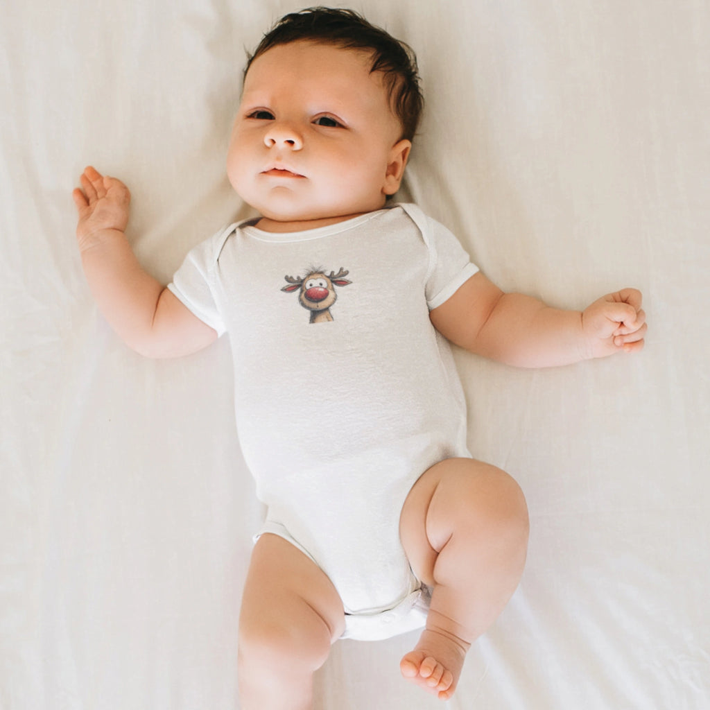 Hayvanlar Alemi Ren Geyiği Tasarımlı Bebek Zıbını - Çıtçıtlı Baskılı Tulum