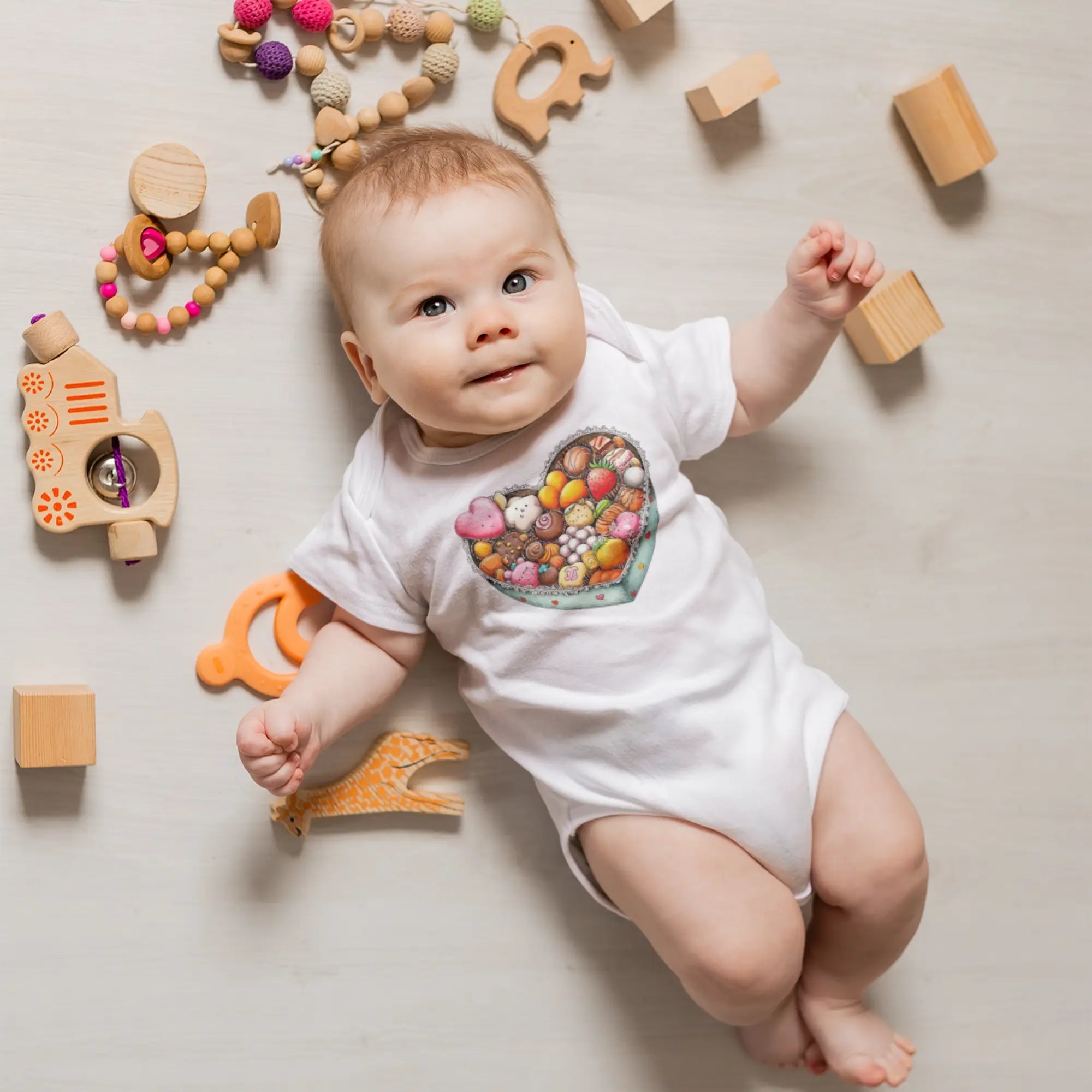 Tatlı Şeker Temalı Bebek Tulumu – İsteğe Bağlı Hediyelik İsim Baskılı Zıbın