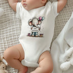 Doğum Günü Temalı Fil Baskılı Kişiselleştirilebilir Bebek Tulumu