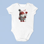 Sevgililer Günü Tasarımlı Mini Gnome Bebek Zıbını, Baskılı Çıtçıtlı Tulum