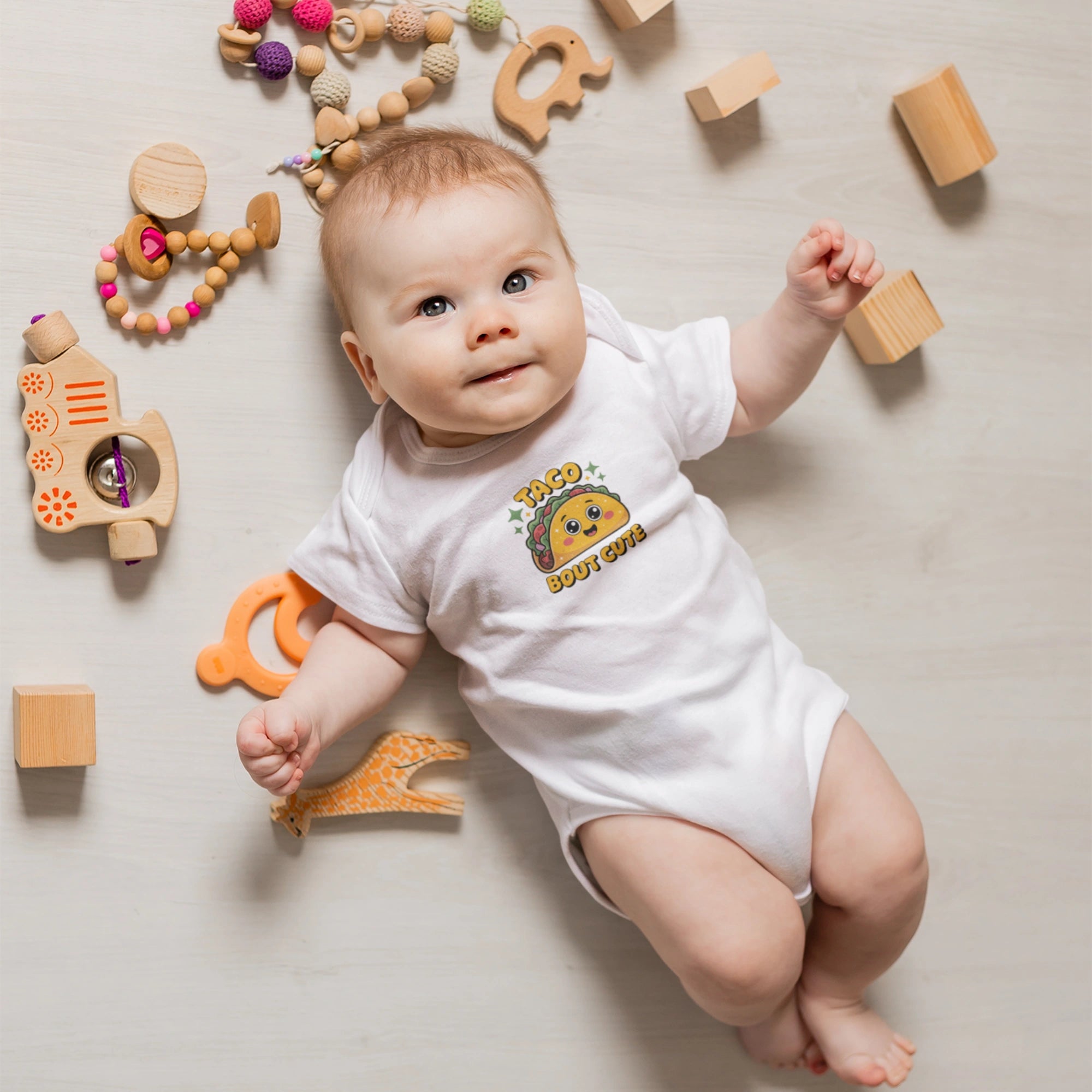 Taco Bout Cute Tasarımlı Bebek Zıbını - Çıtçıtlı Baskılı Tulum