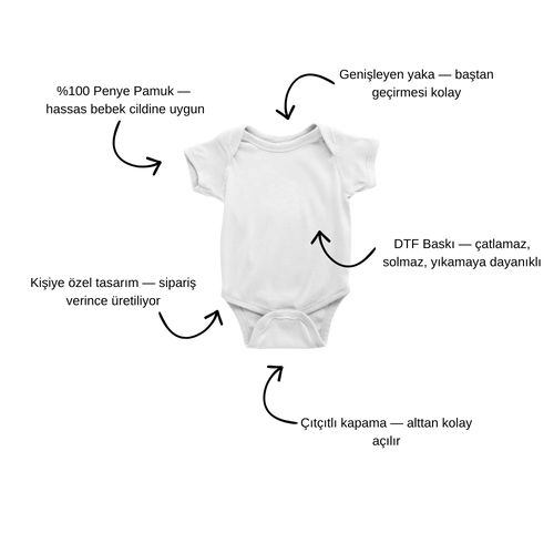 Astronot Tasarımlı Bebek Zıbını - Çıtçıtlı Baskılı Tulum