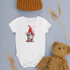 Sevgililer Günü Tasarımlı Mini Gnome Bebek Zıbını, Baskılı Çıtçıtlı Tulum