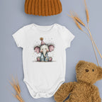 Doğum Günü Temalı Fil Baskılı Kişiselleştirilebilir Bebek Tulumu