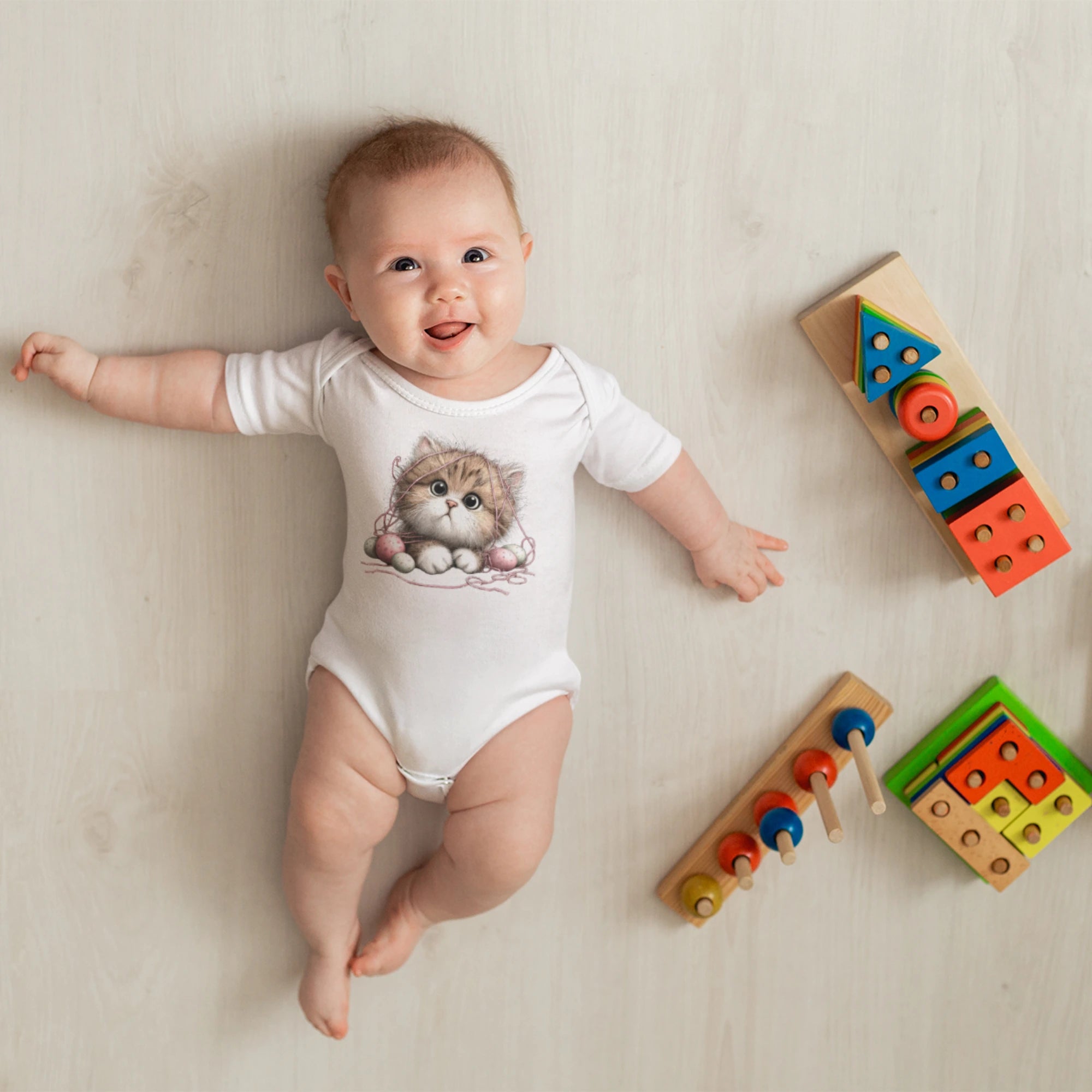 Paskalya Kedileri Tasarımlı Bebek Zıbını, Baskılı Çıtçıtlı Tulum