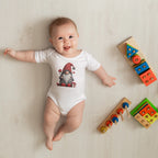 Sevgililer Günü Tasarımlı Mini Gnome Bebek Zıbını, Baskılı Çıtçıtlı Tulum